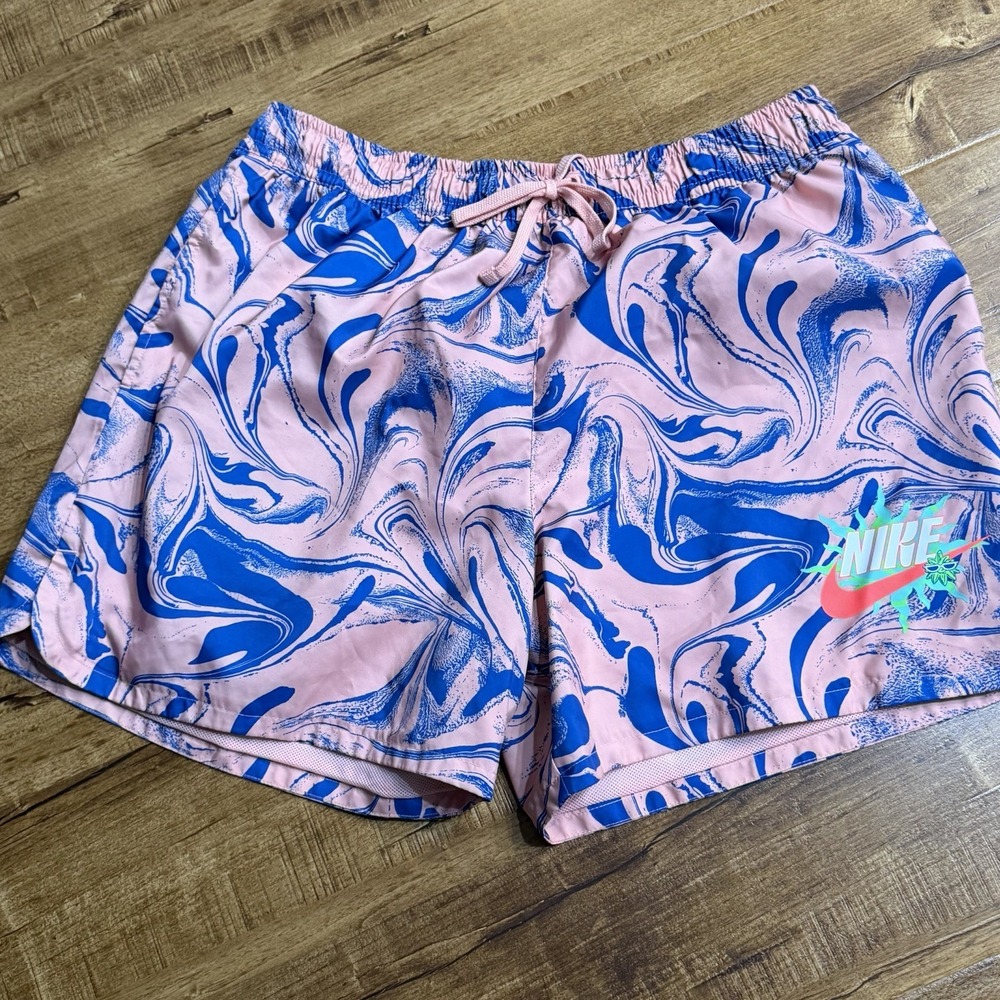 nike swimming trunks men With Liner Woven Flow Coral Blue Swirl Swimsuit Sz XXL